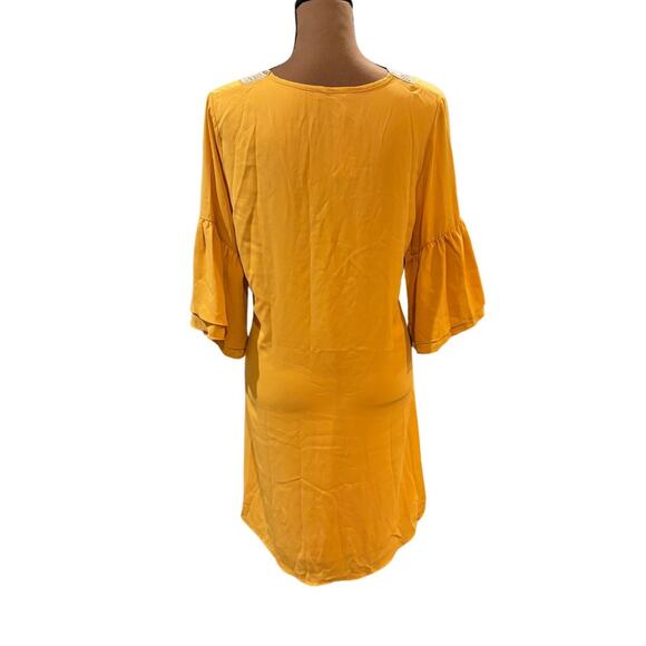 Hotouch Yellow Embroidered Boho Eyelet V-Neck Midi Dress – NWT Small - Picture 6 of 8